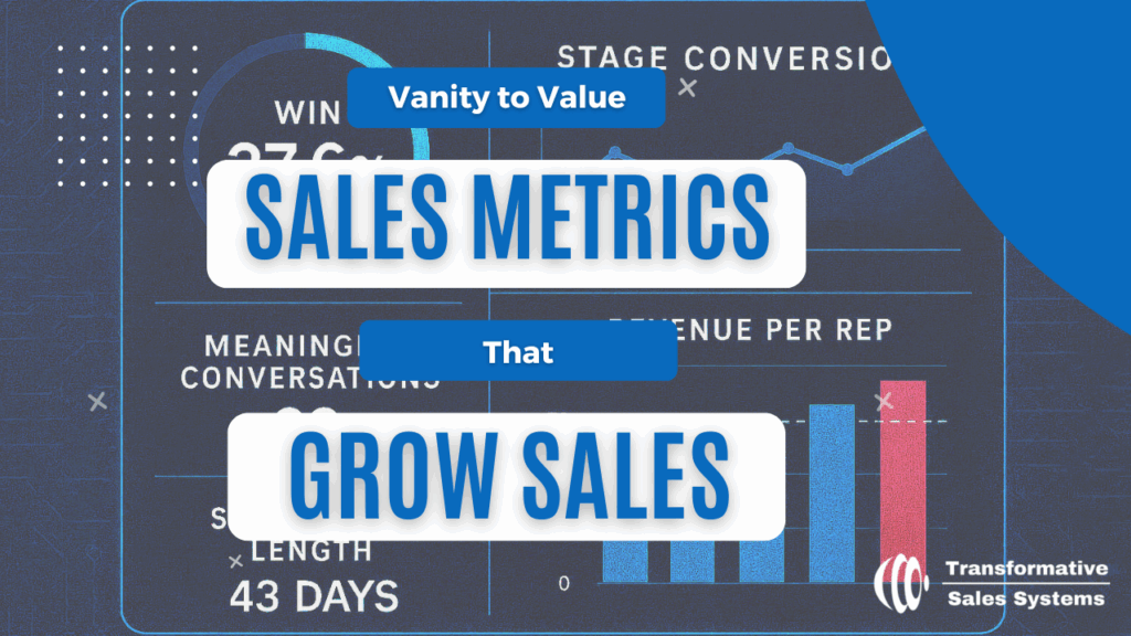 Sales metrics dashboard highlighting meaningful KPIs like win rate, stage conversion, and cycle length, not vanity metrics.