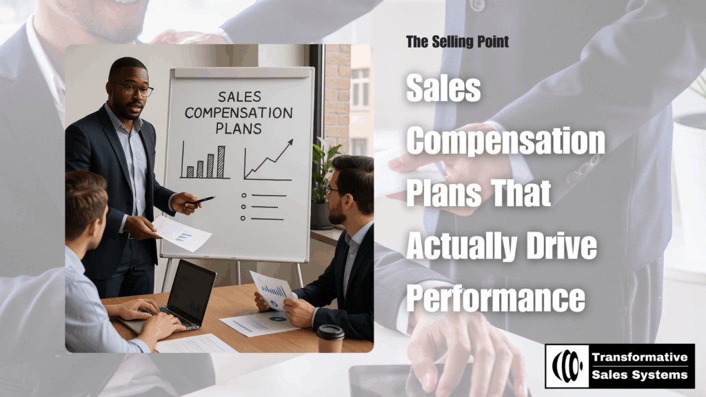 Sales manager reviewing sales compensation plans with team to align incentives and drive revenue growth.