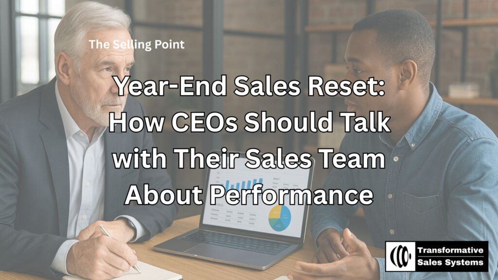 CEO and sales manager sitting at a conference table in a industrial vibe office, reviewing year-end sales performance and discussing a sales reset for the sales team.