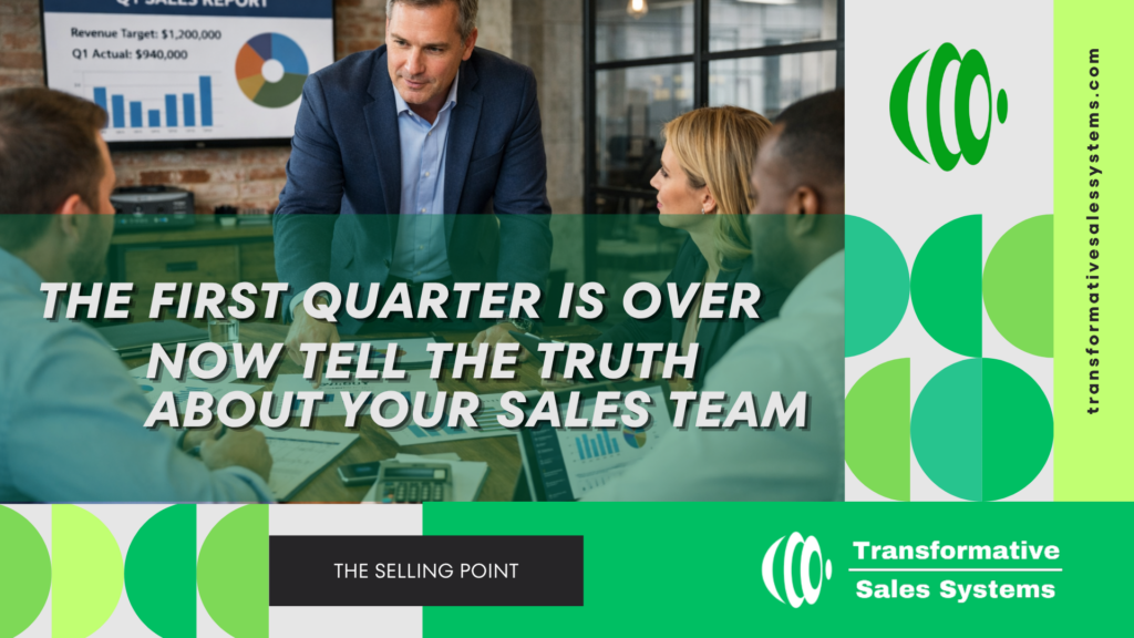 A business owner reviewing first quarter sales results with a sales team in a modern conference room, studying pipeline reports, revenue charts, and performance data at the end of Q1